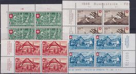 1945, Pro Patria B26-B29 Viererblöcke postfrisch** Kat:100.-