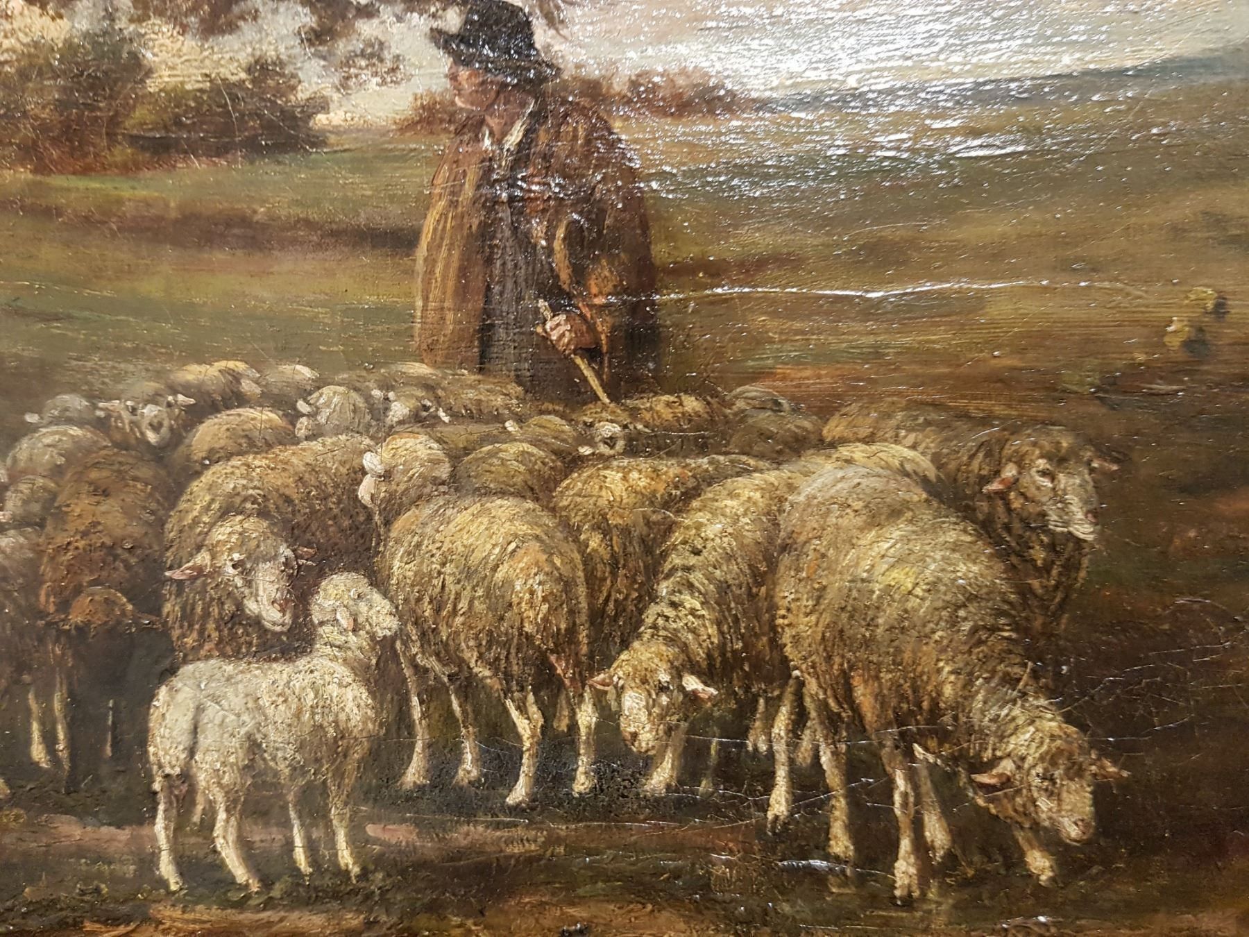 Dipinti: beau tableau 19ème berger et ses moutons – Usato da Lausanne venduto da leneko 7