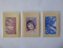 3 schöne Kunst Doppelschreibkarten, neu