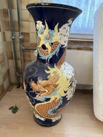 Boden-Vase Keramik mit Drachenmotiv blau grosser Zustand