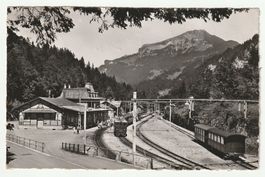 Postkarte 1946 Brünig Hausberg Banhof u. Buffet Berner Alpen