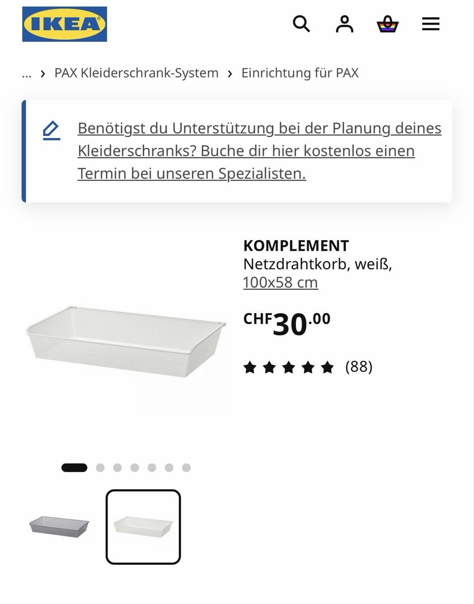 Ikea Autres articles pour la maison: Ikea Pax Schubladen Korb – D'occasion à Baden par Hueblin 1