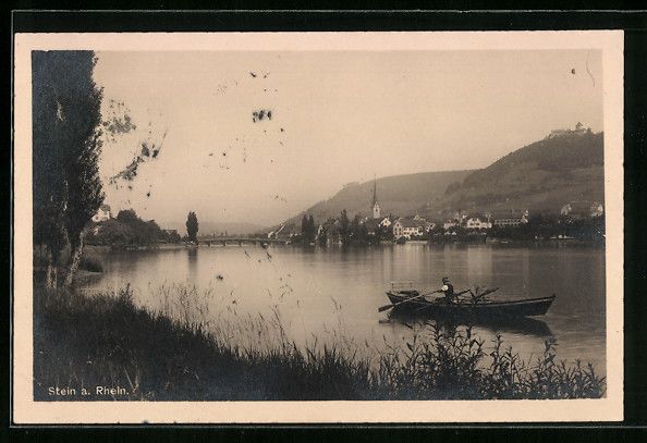Cartoline postali: AK Stein a. Rhein, Uferpartie mit Boot – Usato da Berlin venduto da bartko-reher