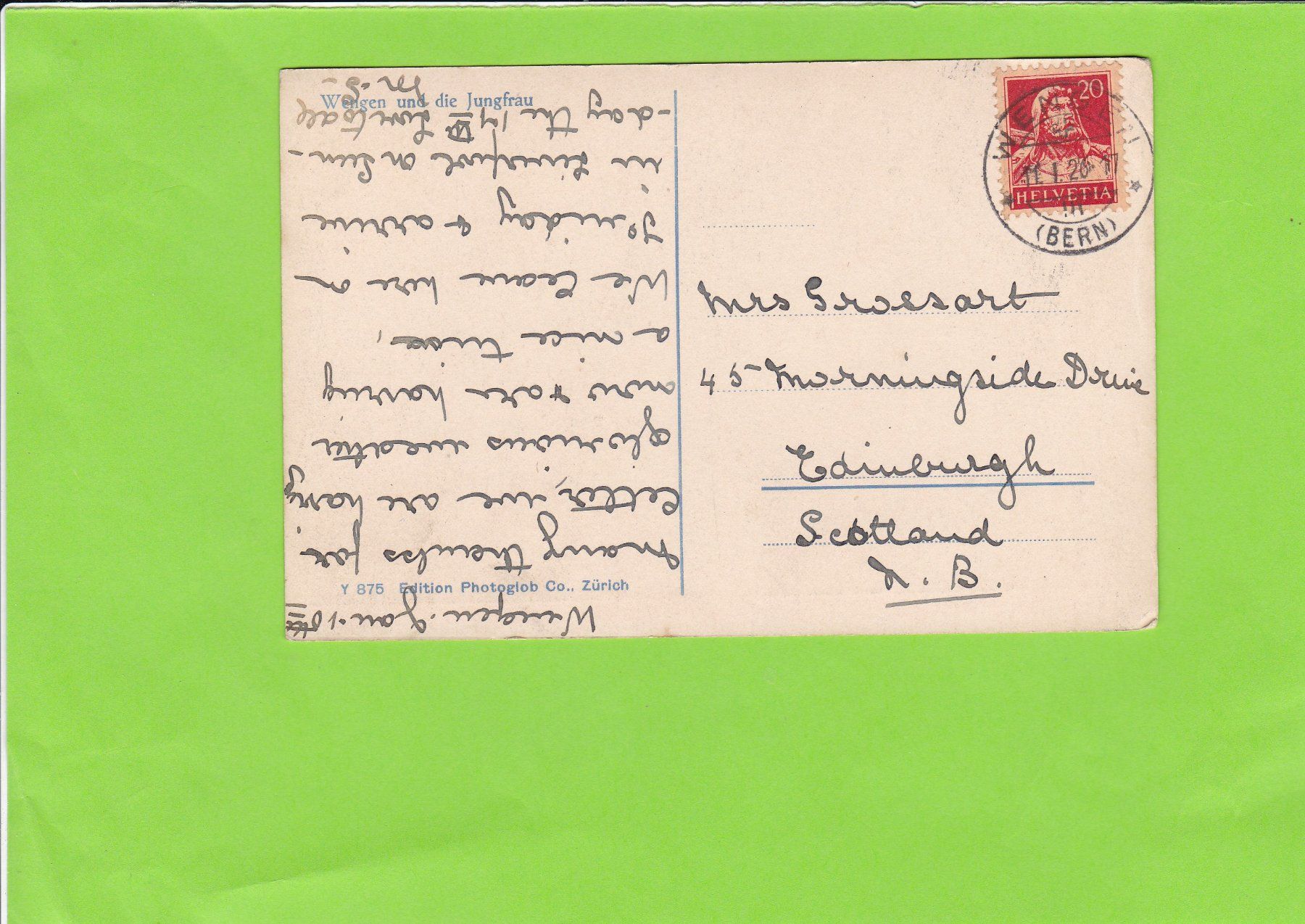 Cartoline postali: Wengen--1926 versendet – Usato da St. Peterzell venduto da neckertal 1