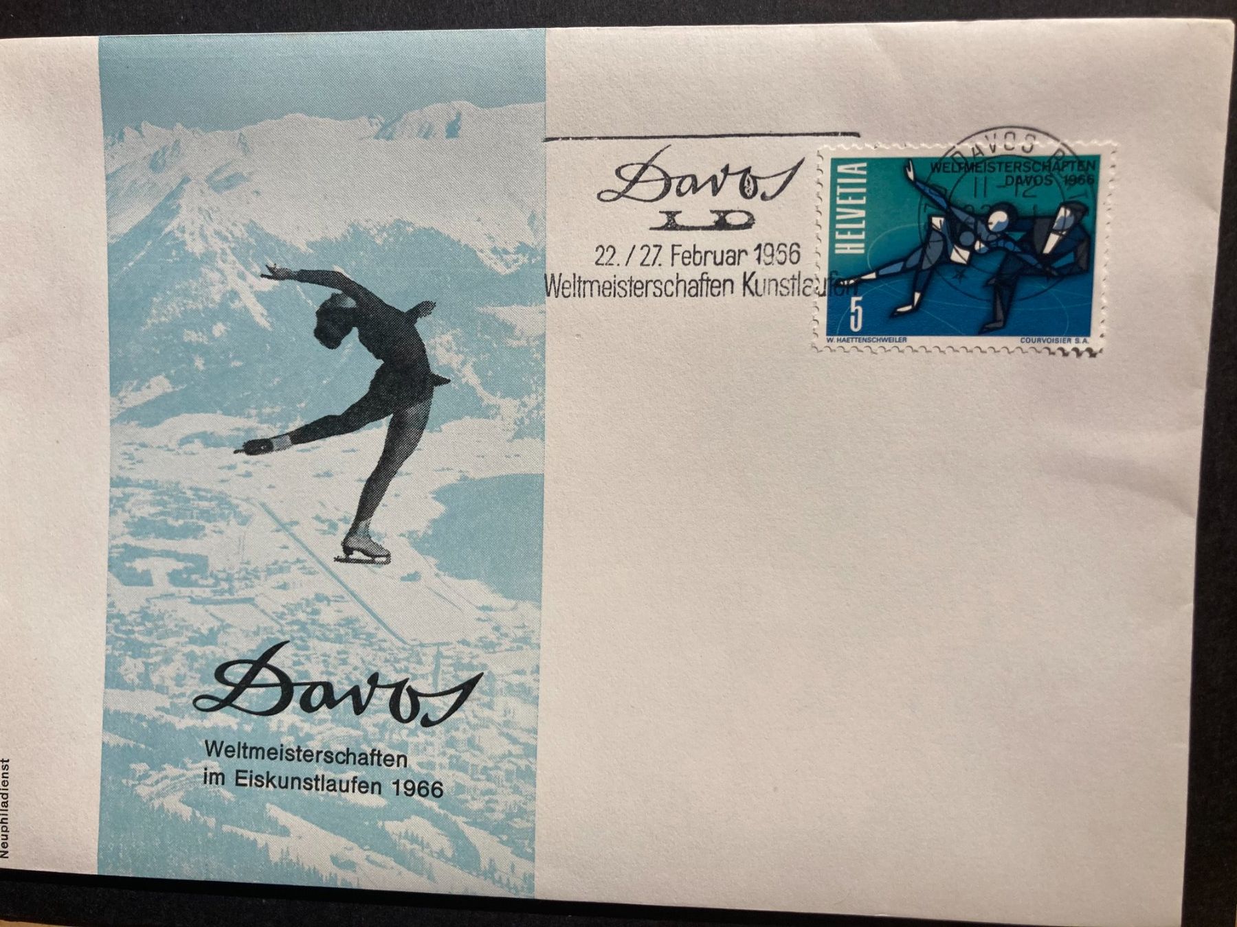 Tutti i francobolli: Schweiz 1966 Werbestempel+Marke+Cachet Eiskunstlauf EM Davos – Nuovo (secondo la descrizione) da Winterthur venduto da schnueps