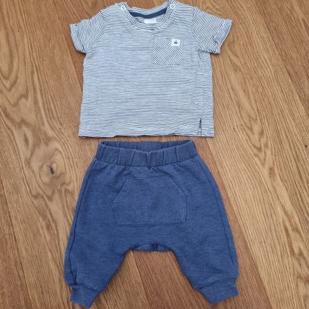 Baby Set T-Shirt Hose gestreift blau Grösse 56 uter Zustand