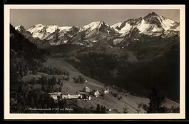 AK Nieder-Rickenbach /Nidw., Ort am Hang mit Kirche und Berg