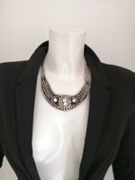 🤩MANGO HALSKETTE SCHWARZ & STRASS STEINE NEU