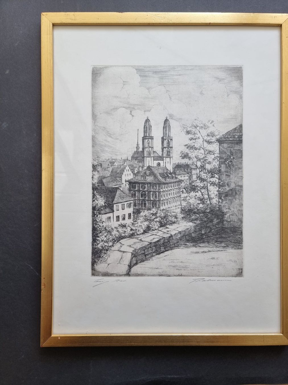 Grafica & Litografie: THALMANN RADIERUNG ZÜRICH MIT RAHMEN – Usato da Gersau venduto da kunst-online 2