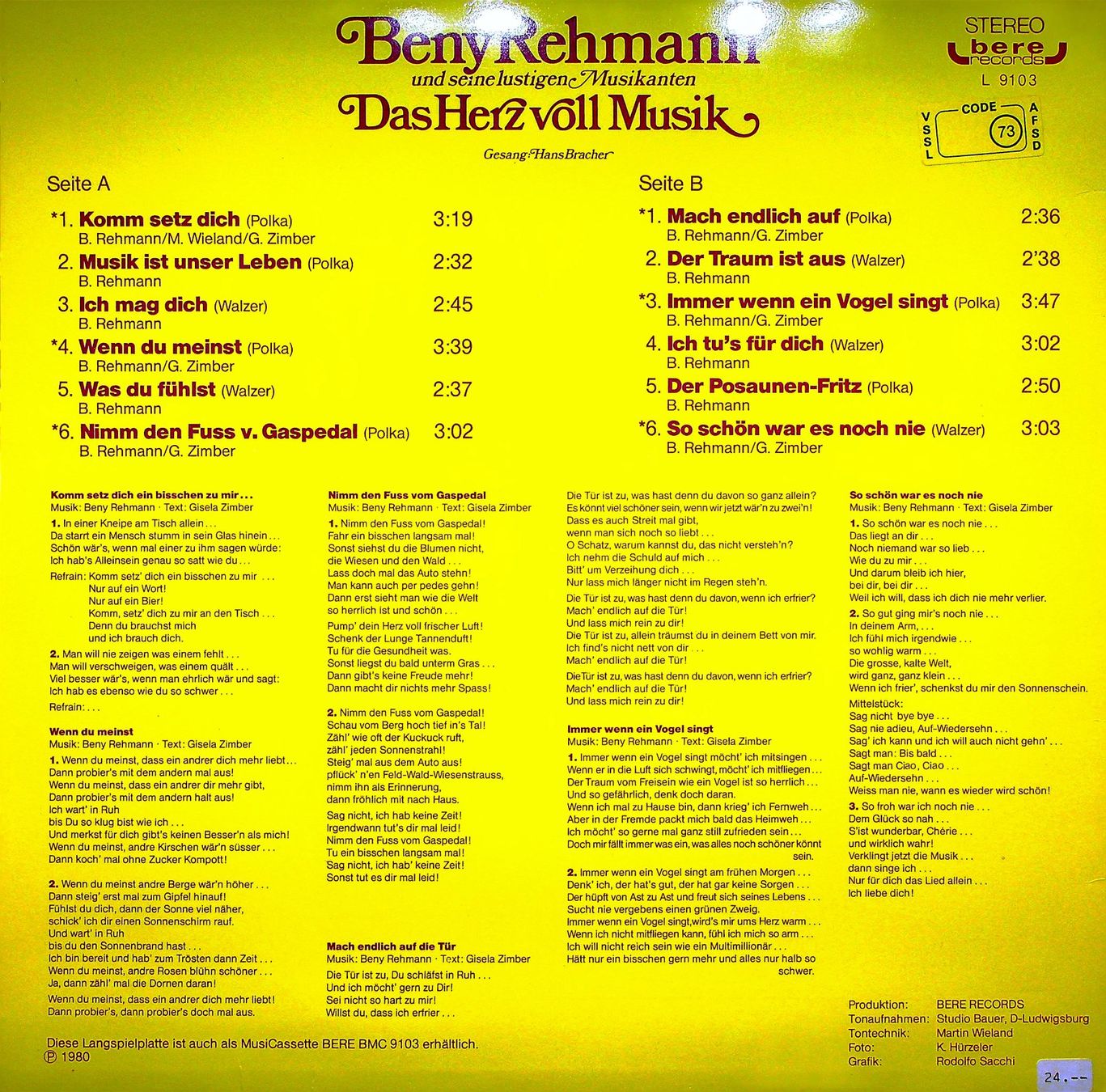 Dischi in vinile: 3 Stk. Langspielplatten Beny Rehmann – Usato da Hilterfingen venduto da Tomz 5