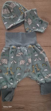 Baby Set Hose Mütze Halstuch Tier Motiv