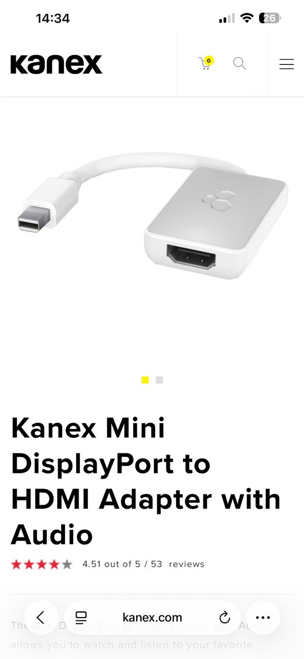 Câbles: 2 x Kanex Mini DisplayPort to HDMI Adapter with Audio – Neuf avec emballage d'origine à Basel par La.Bonne.affaire 1