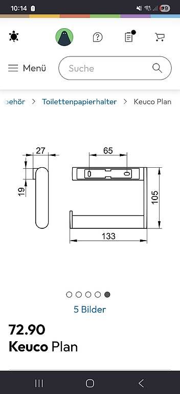 Supporti a parete: Eleganter KEUCO Plan WC-Rollen Halter – Usato da Gisikon venduto da sportfun 2