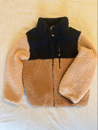 H&M Teddyfleece Jacke 122/128 Colorblock, warm & kuschelig