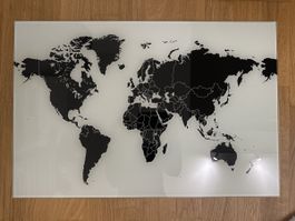 Magnet Tafel, Weltkarte, Schwarz/Weiss, Top Zustand!