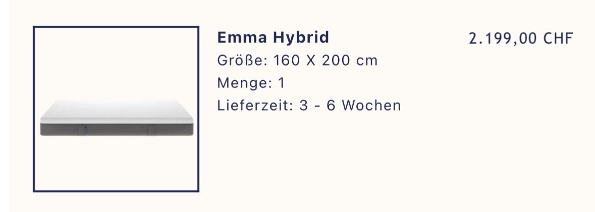 Emma Matelas: Emma Matratze in top Zustand – D'occasion à Zürich par Fabienne123 1