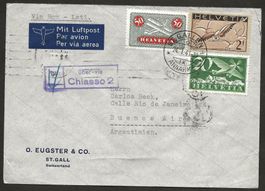 1941 Flugpost LATI St.Gallen Rom Buenos-Aires Luftpost