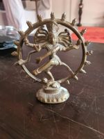 Shiva Nataraja Figur Messing antik goldfarben gebraucht