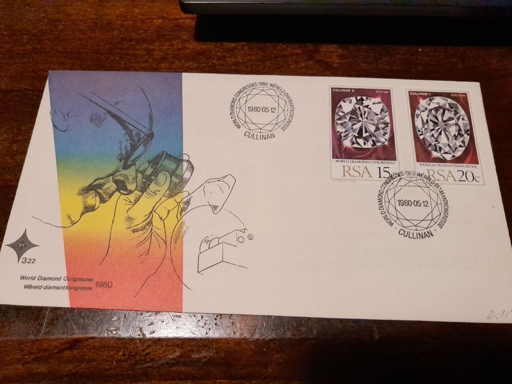 Timbres Premier Jour Afrique Du Sud 1980 – Congrès Mondial Du Diamant – Édition 571-572 – Collection Philatélie