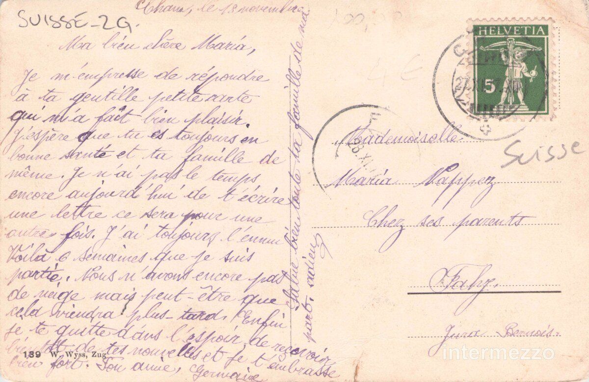 Cartoline postali: Cham ZG // 1917 Institut Heiligkreuz – Usato da Basel venduto da intermezzo12 1