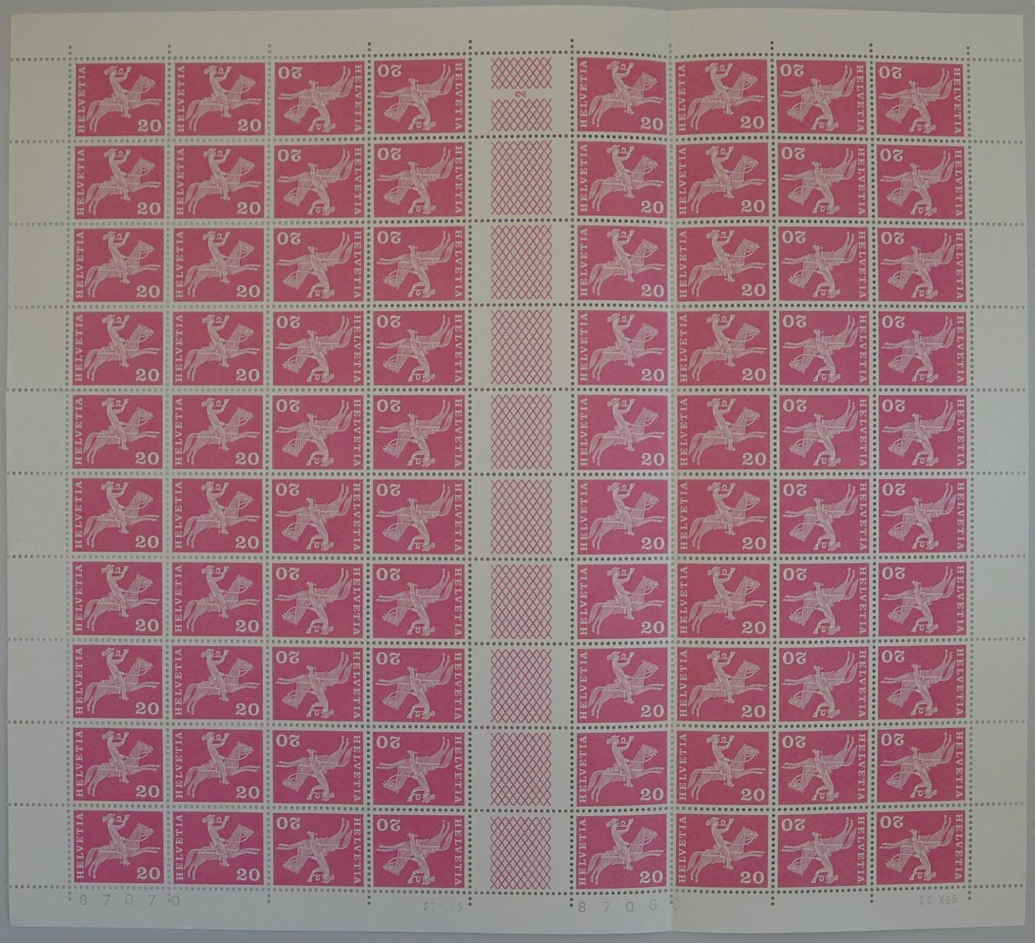 Tutti i francobolli: 1960, S65/K47 kompletter Bogen postfrisch **. selten. – Usato da Sursee venduto da Luzernerraute