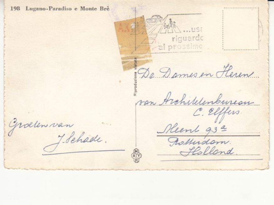 Cartoline postali: Lugano Paradiso, ca. 1950 – Usato da Bürglen TG venduto da StampGraf 1