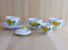 Meissen, Gelbe Rose, Espresso-, Kaffee-Tassen, beschädigt!