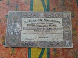 SUISSE  5  Francs  1942  (8221)  Billet