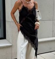 Black Lace Trim Cami Top