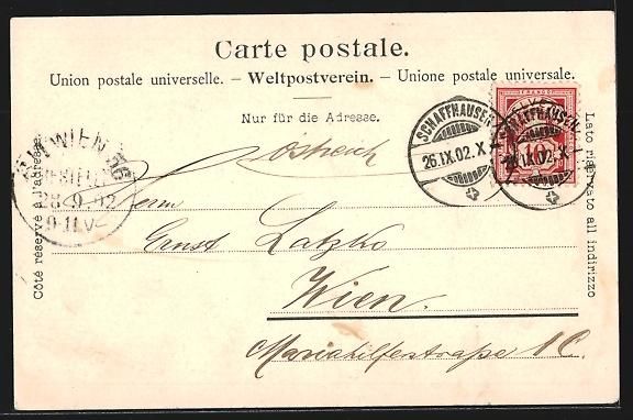 Ansichtskarten: Schaffhausen, Rheinfall und Alpenpanoram – Gebraucht aus Berlin von bartko-reher 1