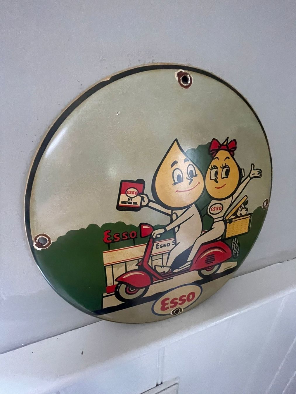 Esso Insegne: Emaille Werbeschild Esso 30cm rund – Usato da Wallenwil venduto da Md111 3