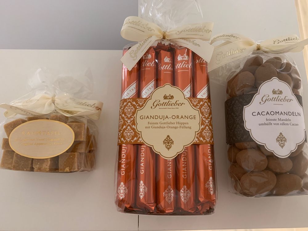 Gottlieber Set:Rahmtäfeli, Hüppen Gianduja-Or.&amp;Cacao Mandeln | Kaufen ...