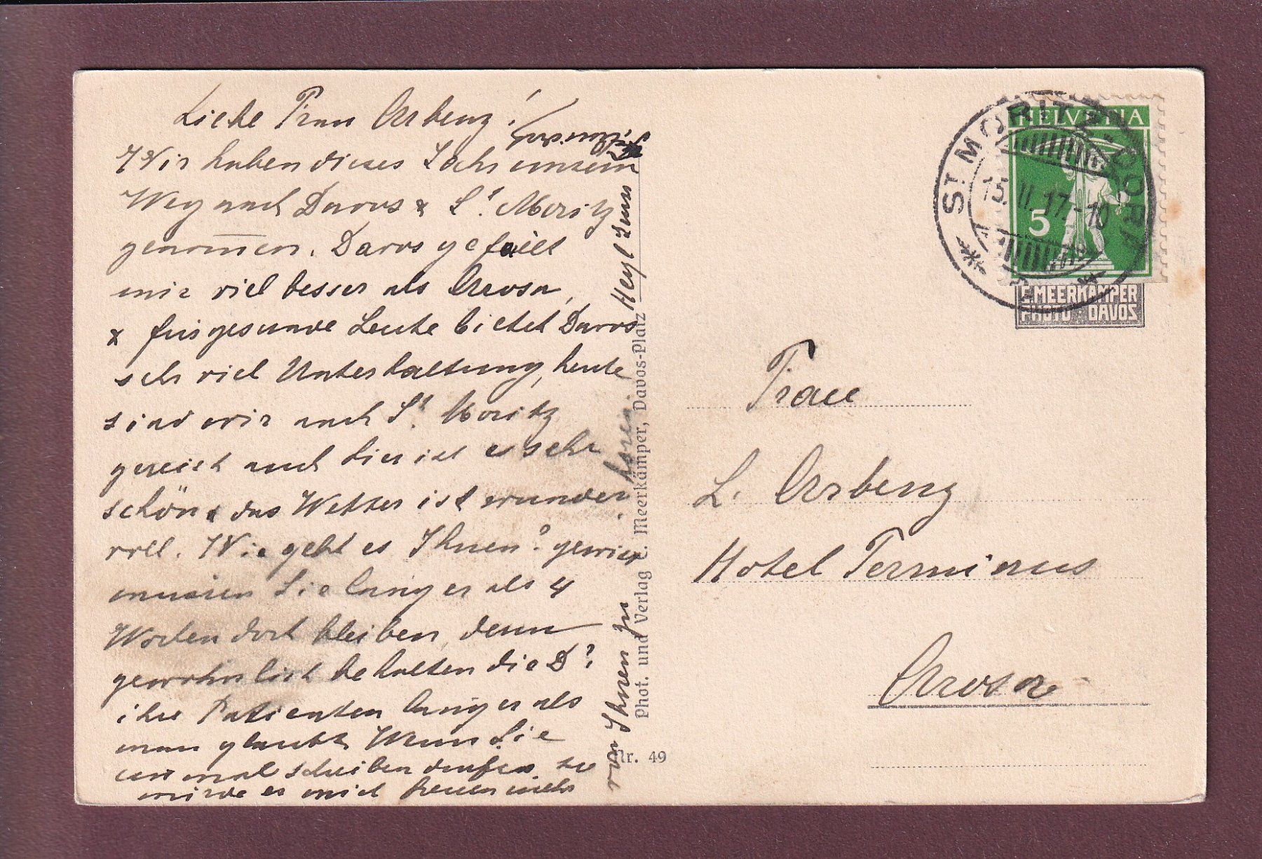 Cartoline postali: DAVOS gegen Norden - 1917 – Usato da Pully venduto da nicecards 1