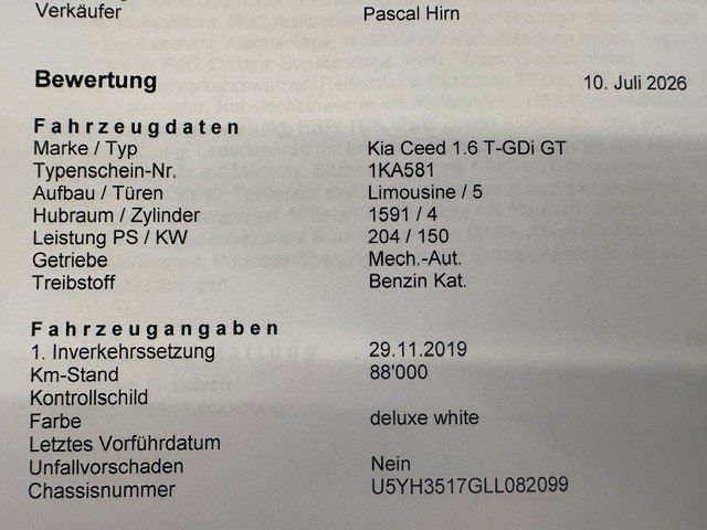 Kia Autos: KIA Ceed 1.6 T  GT     MFK  11.2025 – Gebraucht aus Oberriet SG von jeepv8 7