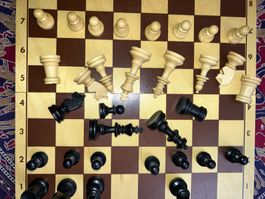 Schach Spiel in klappbarer Holzkiste