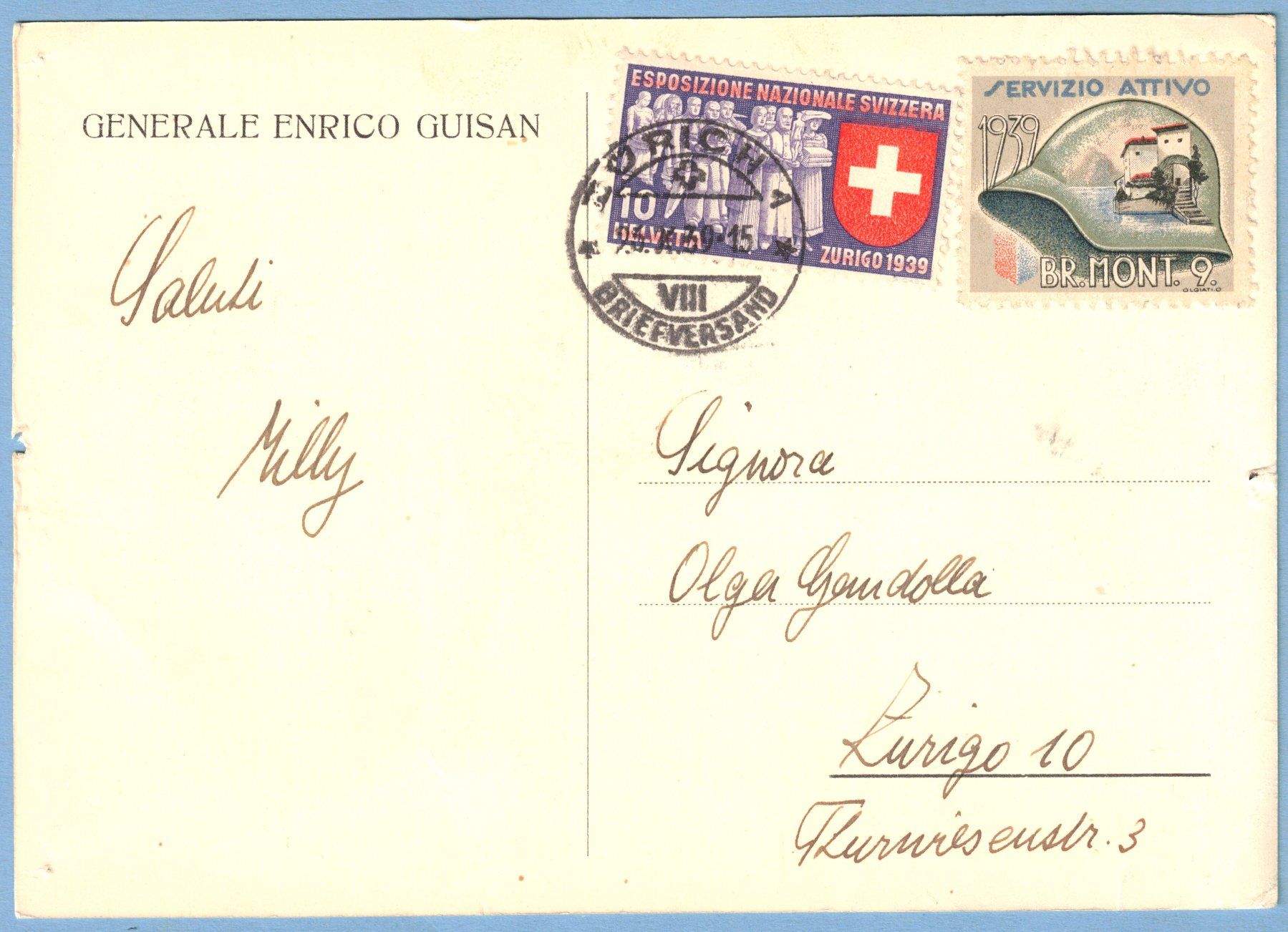 Cartoline postali: Ansichtskarte    General   Enrico Guisan – Usato da Mellingen venduto da Ginger 1