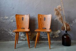 Paire de Chaises tout bois design brutaliste rustique
