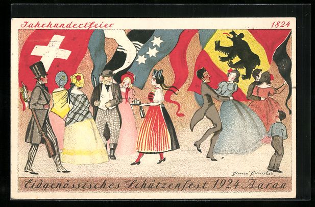 Cartoline postali: Aarau, Eidgnössisches Schützenfest u.  – Usato da Berlin venduto da bartko-reher