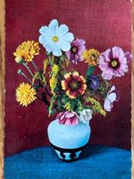 Vintage ILO Kunstpostkarte Sort.753 Blumenstillleben 1970er