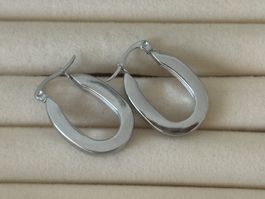 Luxus Elegante Creolen Edelstahl Ohrstecker Farbe Silber