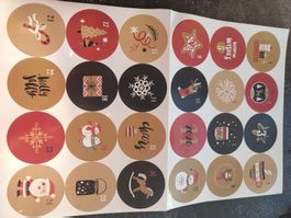 1 Bogen Sticker Adventszahlen Zahlen 1-24 Neu creme rot