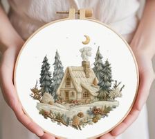DIY-Stickerei-Winterlandschaft-Geschenk-Dekoration-Sticken