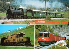 RHÄTISCHE BAHN Dampflokomotive und el. Lokomotive
