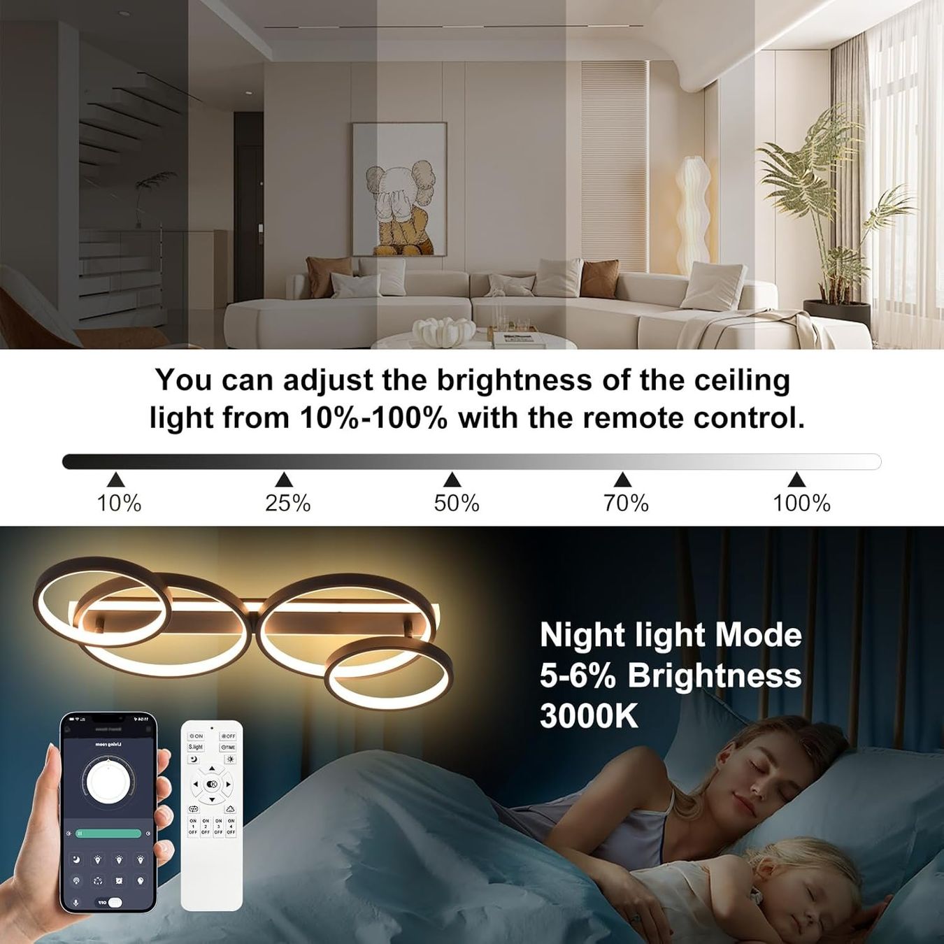 Kronleuchter & Deckenlampen: LED Deckenlampe dimmbar APP Fernbedienung 48W Schwarz – Neu und originalverpackt aus Neuhausen von apo_zn9s 4