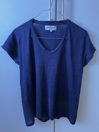 Damen T-Shirt Collectif mon Amour dunkelblau Gr. M Leinen
