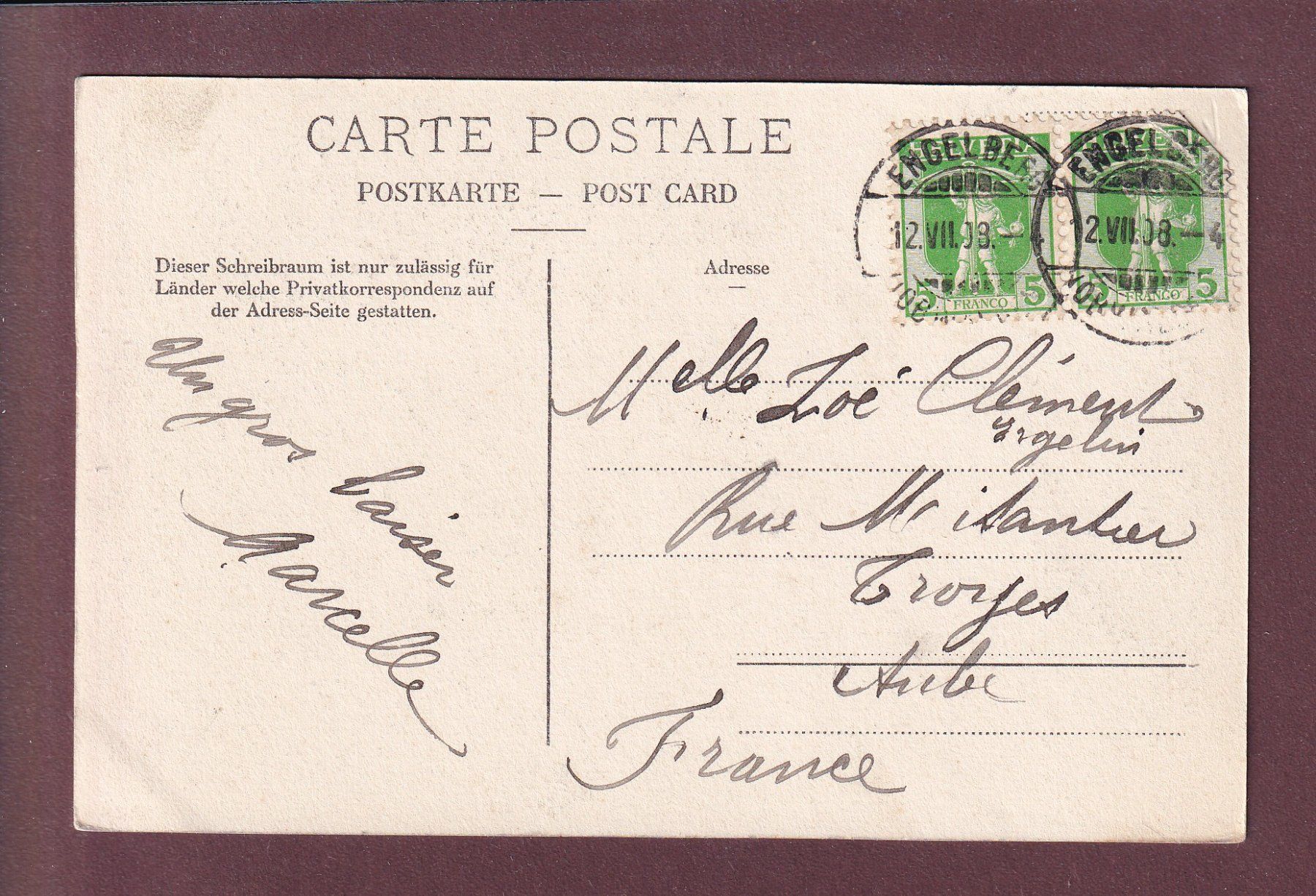 Ansichtskarten: UNTERWALD - Tracht - 1908 – Gebraucht aus Pully von nicecards 1