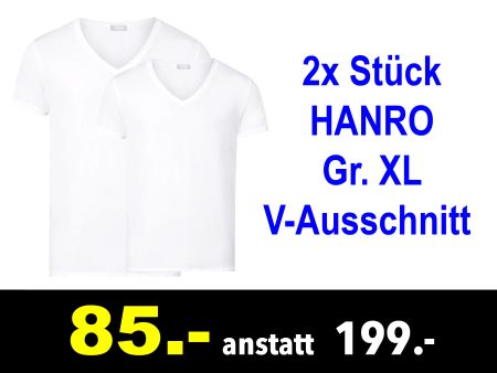 🔴  T-Shirt 2x HANRO Gr. XL V-Ausschnitt  /976Z