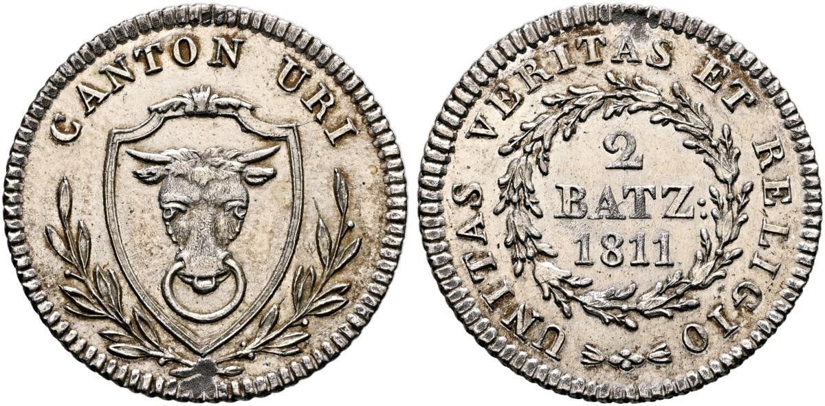 Tutti le monete: Kanton Uri 2 Batz 1811 – Usato da Schaffhausen venduto da schatzkiste69