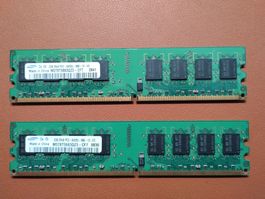 2x Samsung 2GB DDR2 RAM PC2-6400U 2 Stück