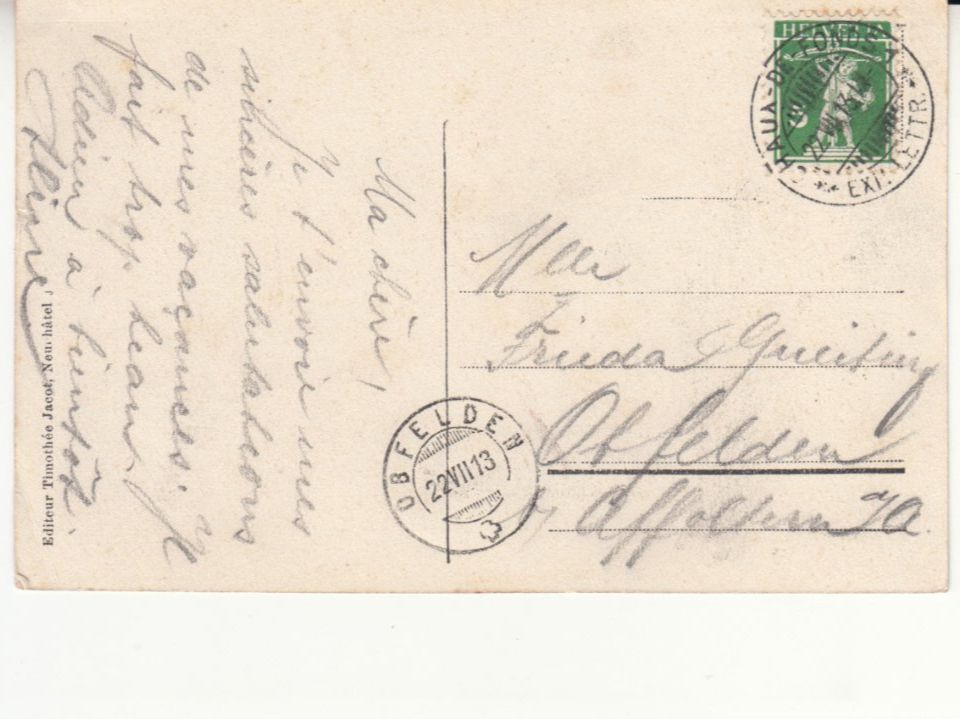 Cartoline postali: La Chaux de Fonds 1913 – Usato da Bürglen TG venduto da StampGraf 1